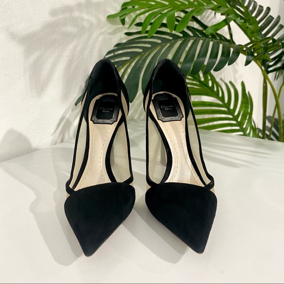 SOLD Authentic Christian Dior Black Suede & Mesh Songe Heels size 37 - Picture 7 of 12